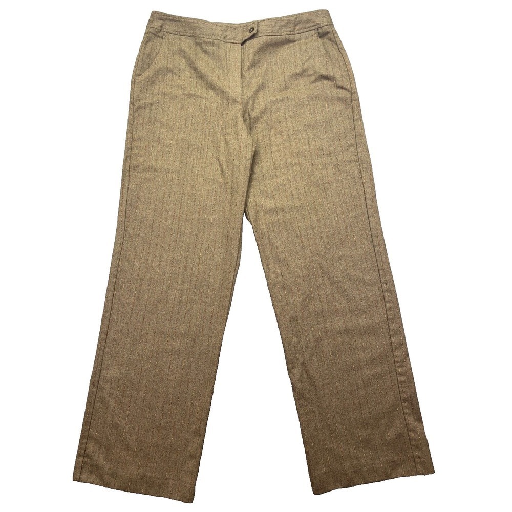 Harve Bernard Wool Chevron Brown Pants Sz 14 Fits 33" Pinstriped Belarus Work